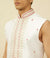 Cream Georgette Self Texture Zari Sherwani